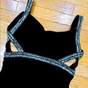Morgan & Co - black dress with silver sequencing. Size L.